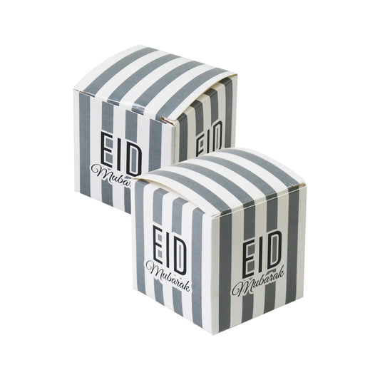 Grey & White Eid Mubarak Gift Favour Boxes 12 Pack